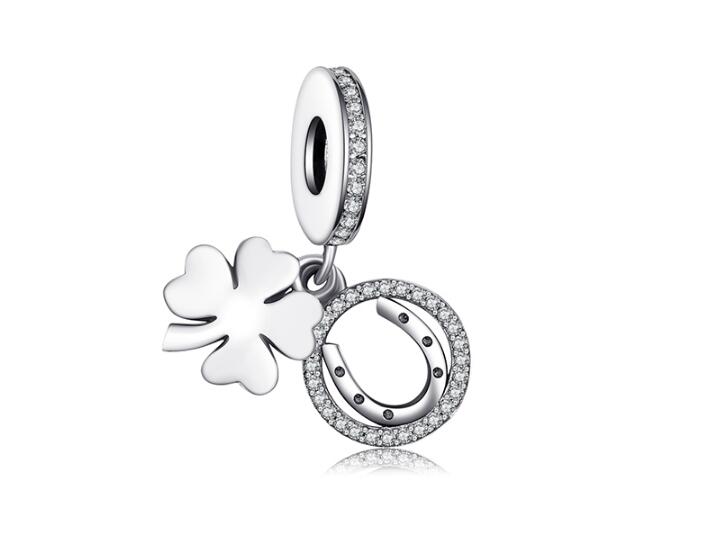 Jewelrypalace 100% 925 Sterling Silver Charms 4 Leaf Clover Charms Beads fit Bracelets Anniversary