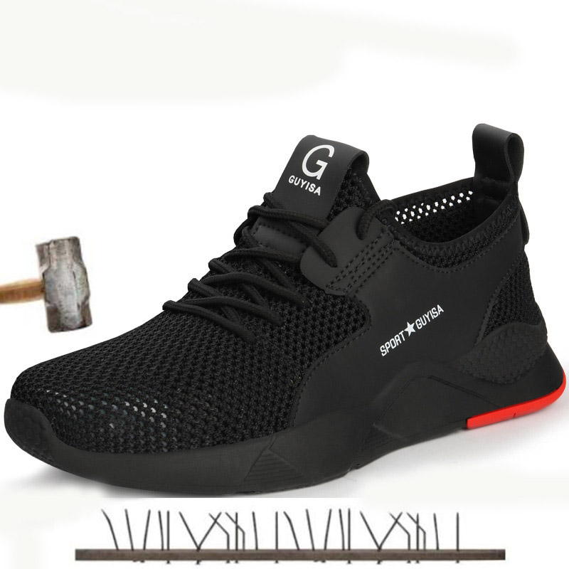 Mens Steel Toe Work Shoes Casual Breathable Outdoor Sneakers Puncture Proof Boots Comfortable Industrial Safety Shoe Men