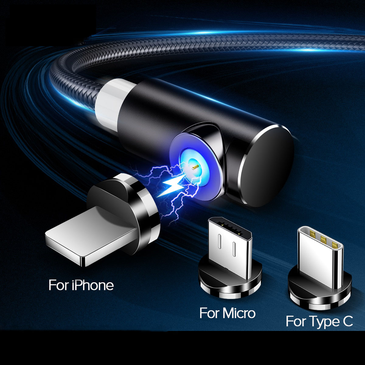 2m Magnetic Cable Micro USB Type C Adapter Charger Fast Charging For Magnet Cord