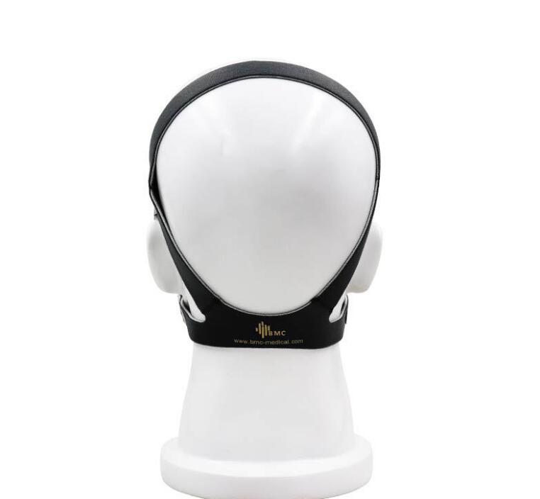 Rear view of assembled mask showing dual strap security and stable headgear