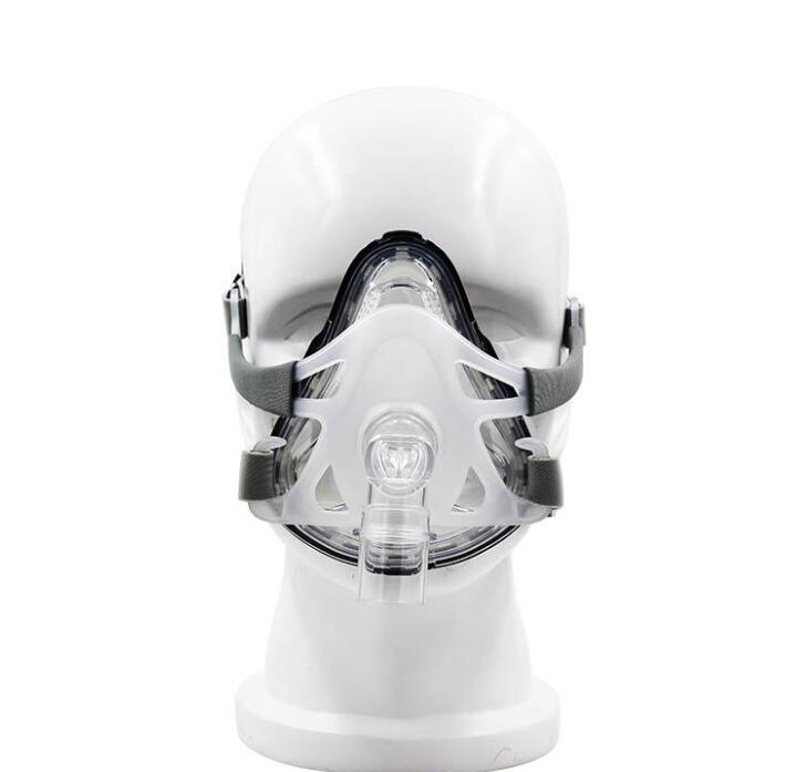 Front-facing full CPAP mask on mannequin showing complete assembly