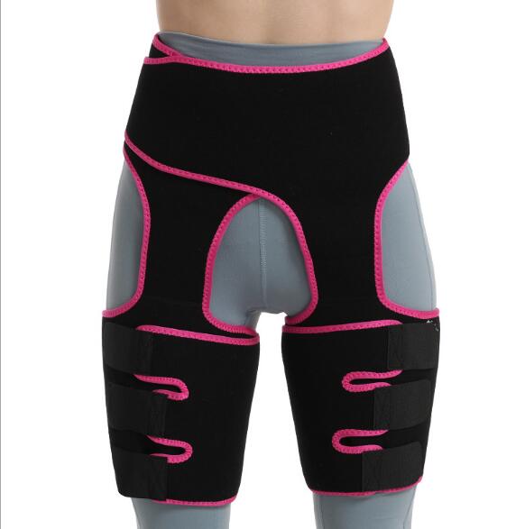 Rear view of shaper waistband and hip enhancement showing grey panel inserts and pink trim detail