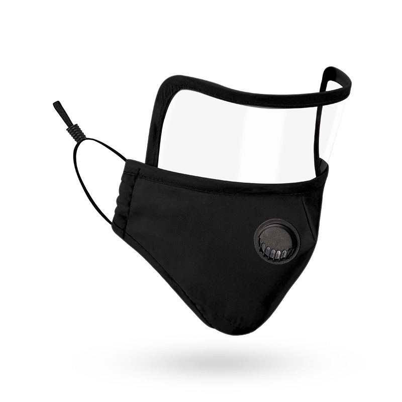 Jet black Lens Mask with integrated clear eye shield on white, representing the turning point of discovering an all‑in‑one solution