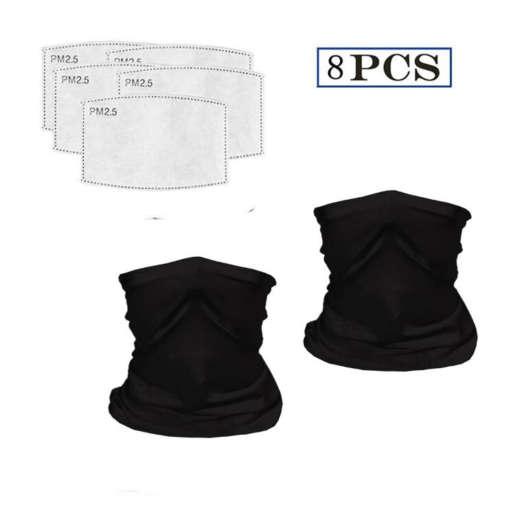 Black neck gaiter draped naturally around neck, showing everyday versatile styling