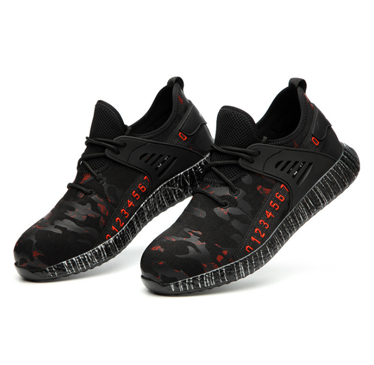 Trendy Safety Protective Shoes Camouflage Breathable Anti-smash and Anti-piercing Work Shoes