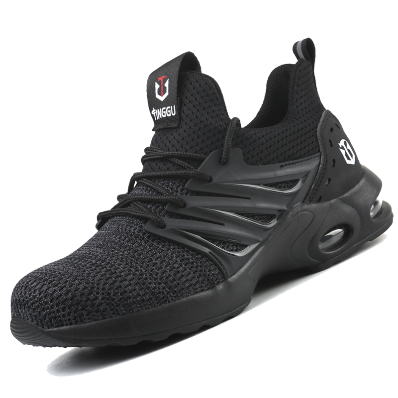 Men's Shoes Fly Woven Mesh Electro-embroidered Uppers Breathable Lightweight Anti-smashing And Anti-piercing Safety Shoes image 6