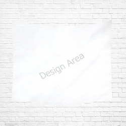 White cotton linen wall tapestry with 'Design Area' text, ready for custom designs. Ideal for dropshipping branding.
