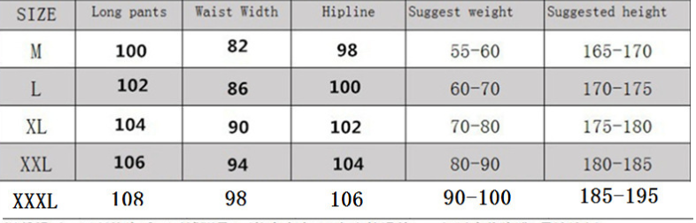 Lyft Gym Sweatpants size chart