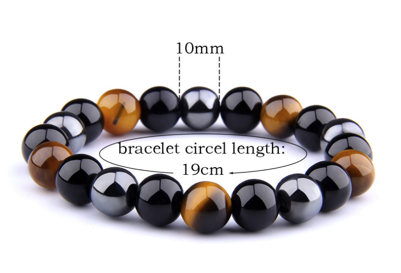 Tiger's Eye Obsidian Hematite Elastic Bracelet