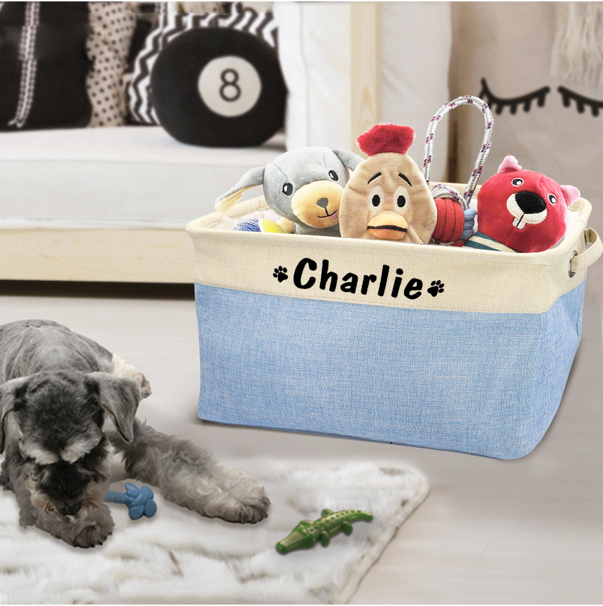 Canvas Bag Foldable Pet Toys Linen Storage Box