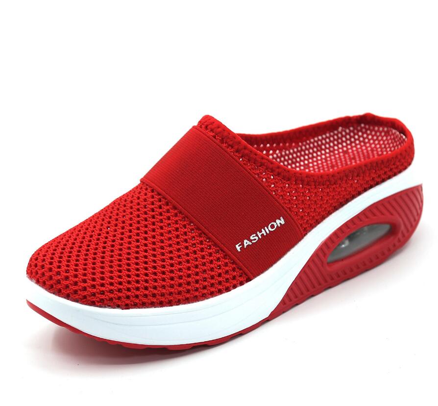 Women Mesh Lightweight Shoes Woman Slippers Wedge Shoes Female Air cushion Sandals Thick Bottem Omen Sneakers 43