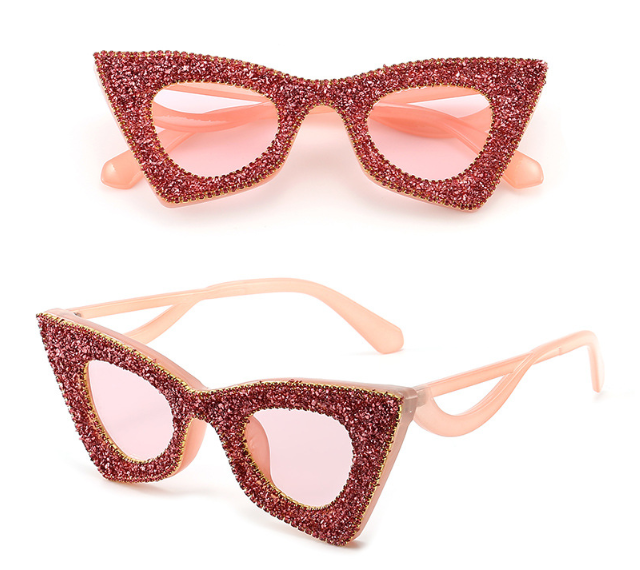 Big-framed Square Sunglasses For Men And Women Stylish Sunglasses Stage Performance Colored Diamond With Diamonds Glasses