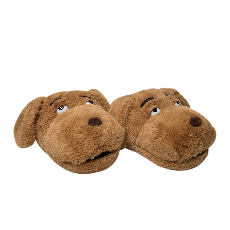 Big Eyes Rabbit and Dog Plush Slippers Floor Home Plush Thick Cotton Shoes All-inclusive Thick Cotton Slippers