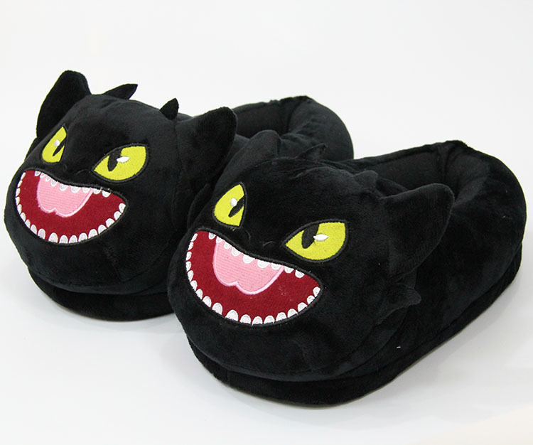 Night Evil Plush All-Inclusive Slippers Toothless Cartoon Plush Indoor Shoes Warm Shoes