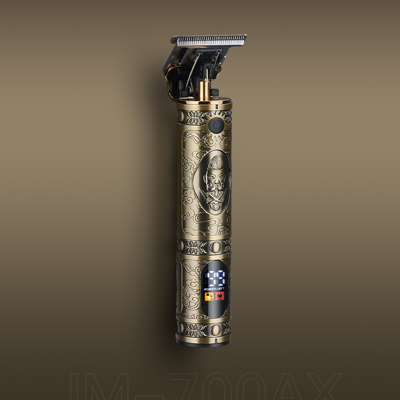 Antique-gold detail trimmer showing built-in digital display