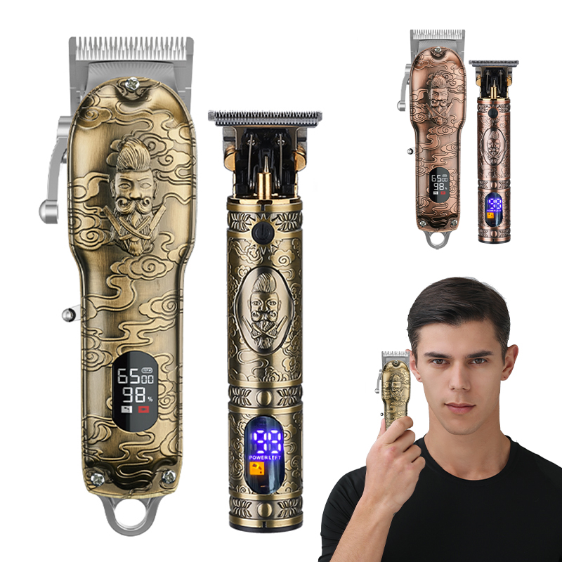 Gold clipper set with illuminated digital display and USB design