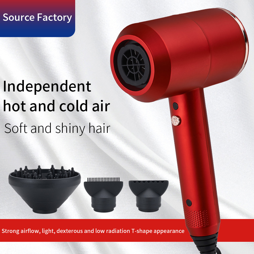 Red hair dryer with independent hot cold air control