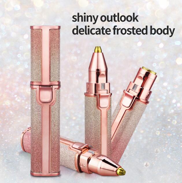 Compact glitter-frosted trimmer in rose-gold finishes