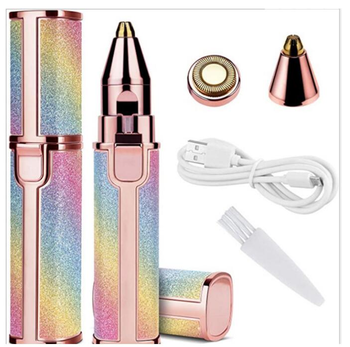 USB cable beside compact rose-gold electric trimmer