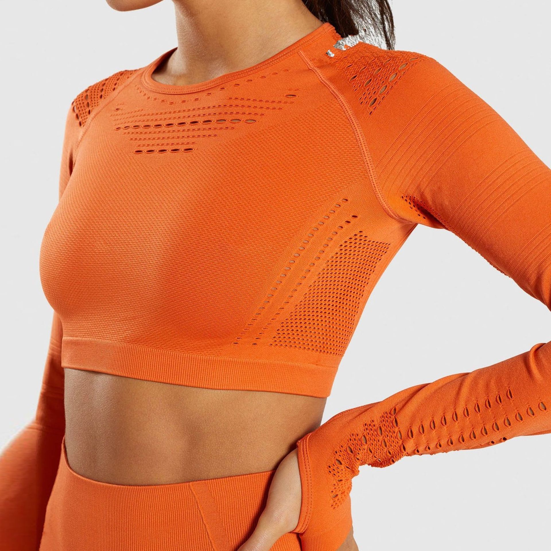 Pure Color Yoga Clothes Suit Women's Sports Running Fitness Clothes Sweat Absorbent Breathable Yoga Clothes Long Sleeve Quick Drying Clothes 7