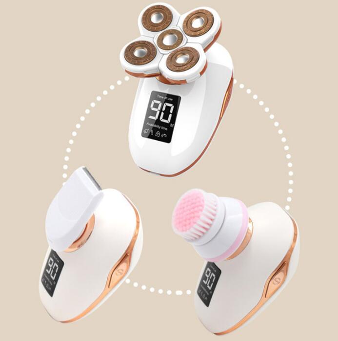 Five-head assembly with pink bristle attachment