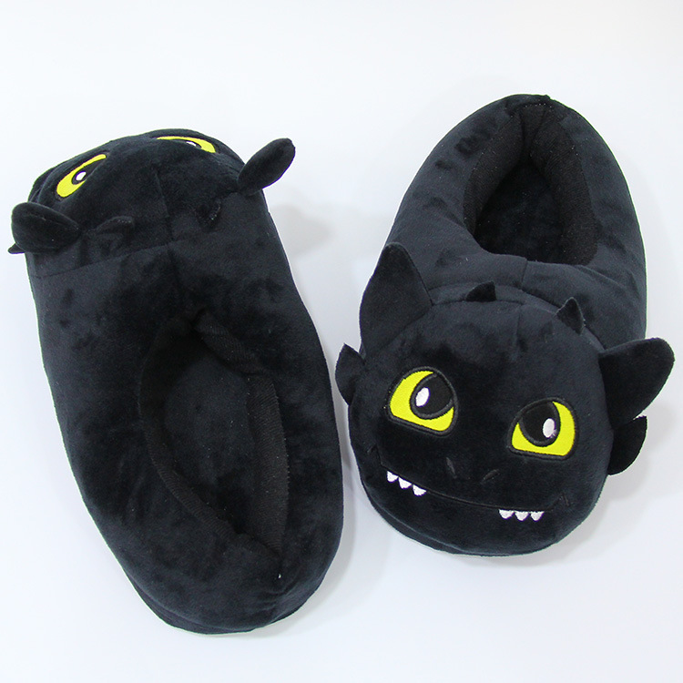 Night Evil Plush All-Inclusive Slippers Toothless Cartoon Plush Indoor Shoes Warm Shoes image 3