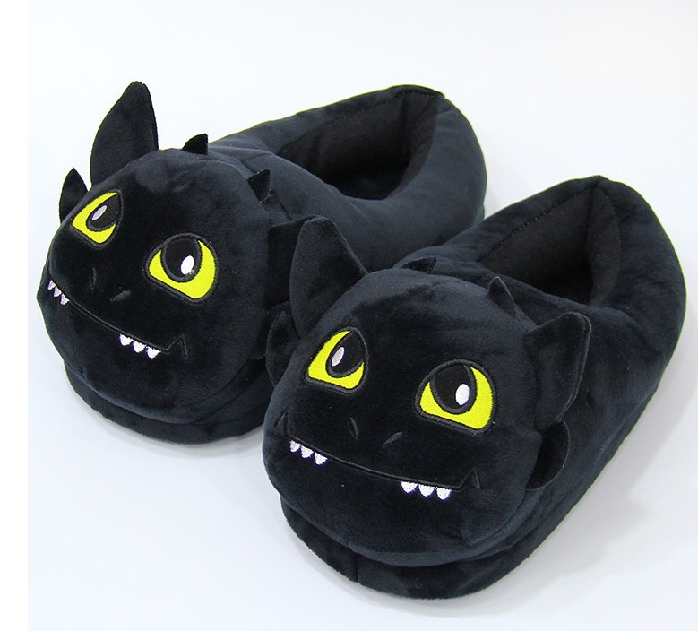 Night Evil Plush All-Inclusive Slippers Toothless Cartoon Plush Indoor Shoes Warm Shoes