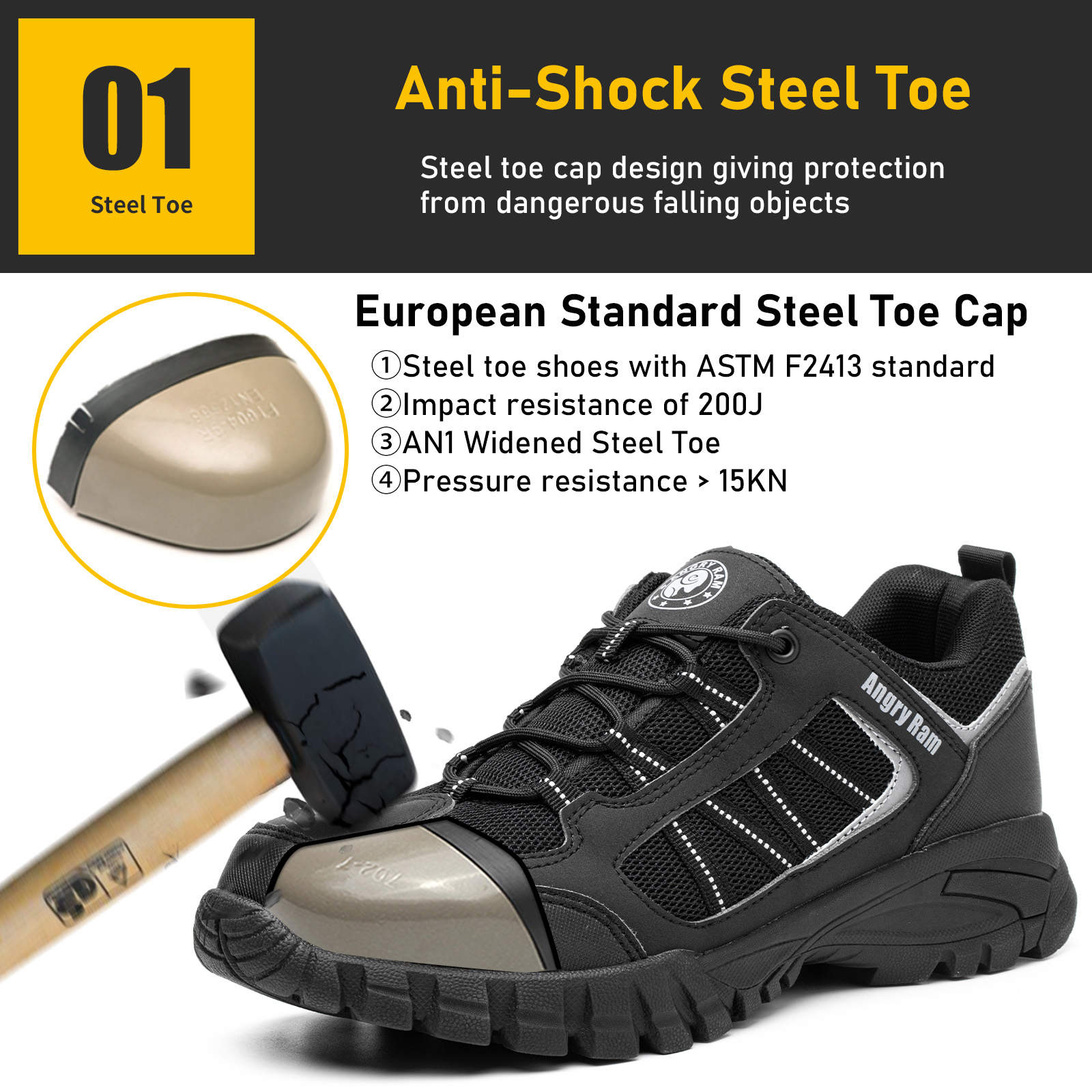 Safety Shoes New Anti-Smashing And Anti-Stab Steel Toe Cap Safety Shoes Breathable Construction Site Protective Shoes