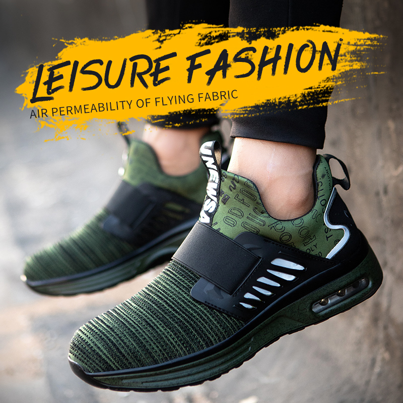 Men's Anti-Smashing And Anti-Piercing Safety Shoes Lightweight Flying Woven Breathable And Insulating Protective Work Shoes image 3