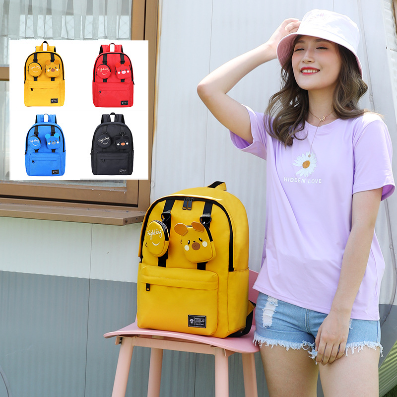 High school students creative backpack personality junior high school girl schoolbag solid color