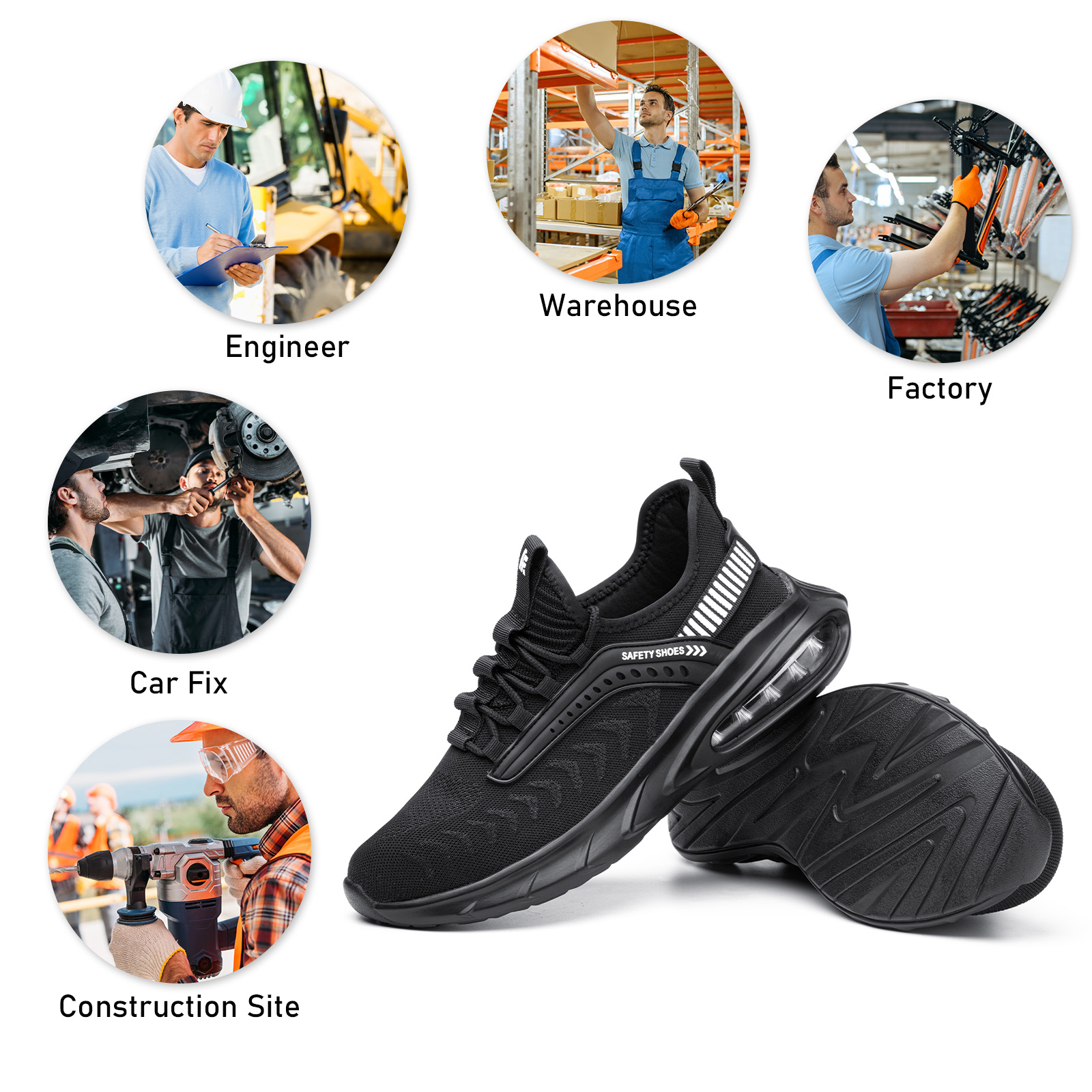 Men And Women Four Seasons Breathable Anti-Smashing And Anti-Piercing Insulated Shoes Steel Toe Cap Work Shoes