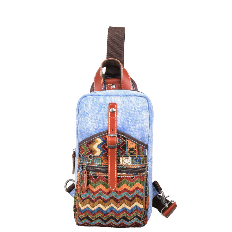 Canvas trend denim chest bag waist bag women's shoulder bag men's ethnic style chest bag
