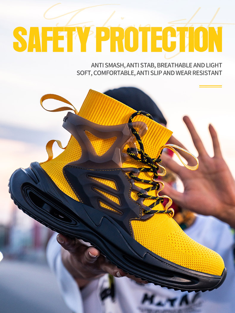 New High-Top Shoes Men's Anti-Smashing And Anti-Piercing Steel-Toed Protective Safety Shoes Lightweight And Breathable Work Shoes