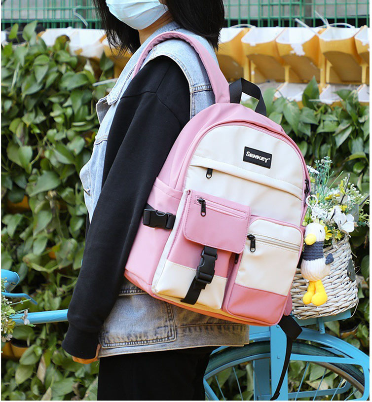 Student schoolbag simple ins style fresh literary campus girl backpack large capacity casual