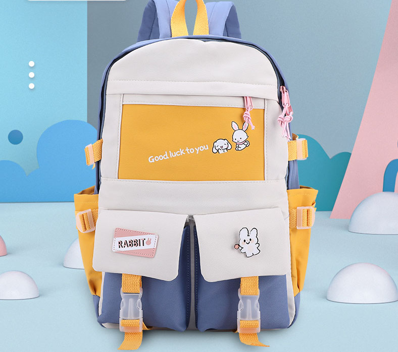 ins wind canvas high school student schoolbag female small fresh contrast color junior high school
