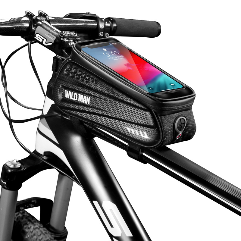 WILD MAN Hard shell bicycle bag front beam bag mountain bike phone touch screen upper tube bag