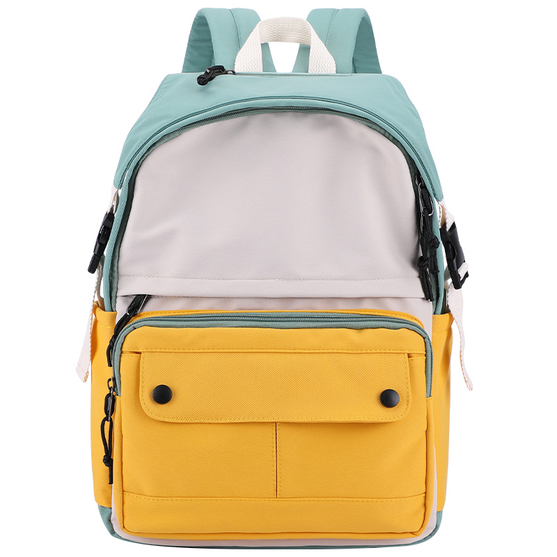 ins style backpack canvas high school student schoolbag small fresh contrast color junior high