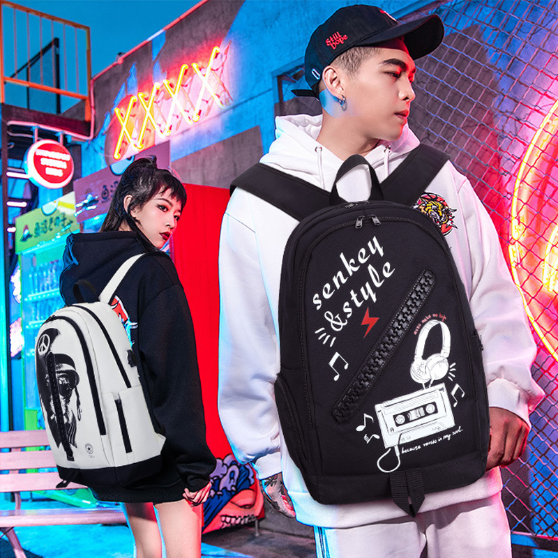 school season backpack new large zipper Harajuku schoolbag Oxford cloth backpack