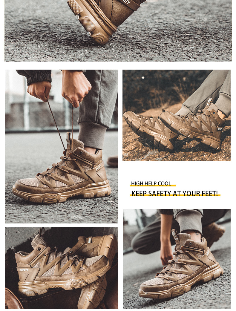 Safety Shoes Anti-Smashing And Anti-Puncture Coated Steel-Toed Protective Shoes Lightweight Outdoor Mountaineering Safety Work Shoes