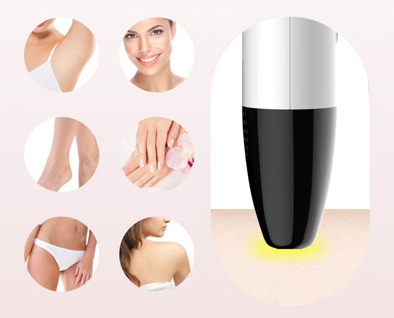 IPL device shown against several body treatment areas