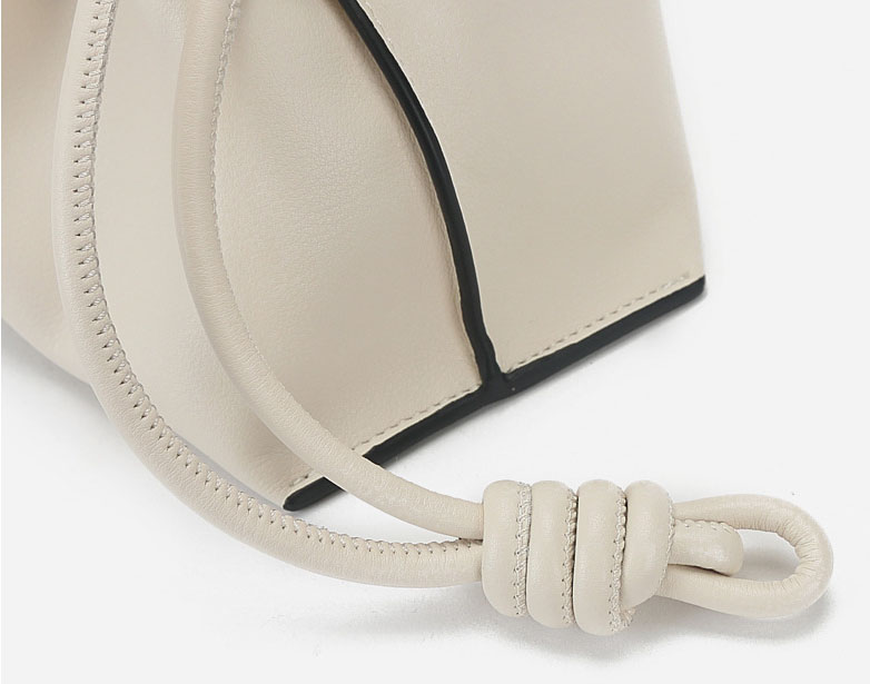 Leather Drawstring Pouch Handbag close up