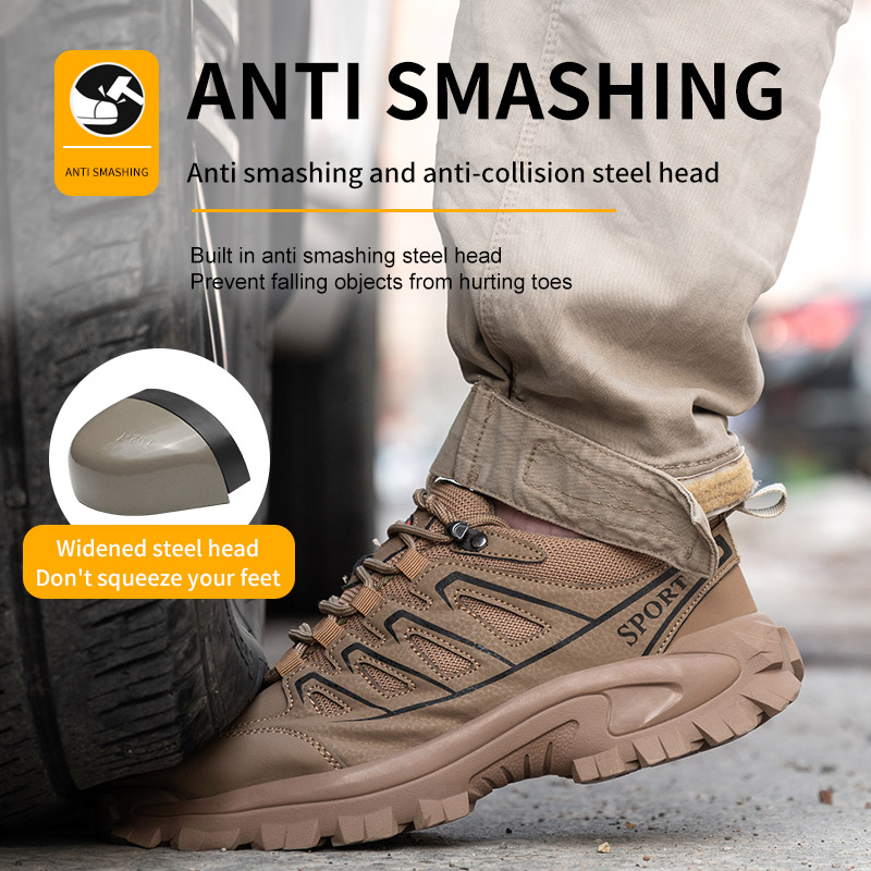 Shoes Men's Steel Anti Smash And Anti Stab Safety Shoes Thickened Wear Resistant Rubber Soles Breathable Deodorant Site Shoes image 7