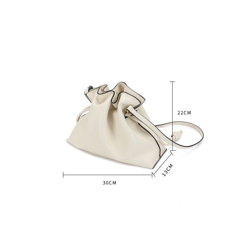 Leather Drawstring Pouch Handbag dimensions