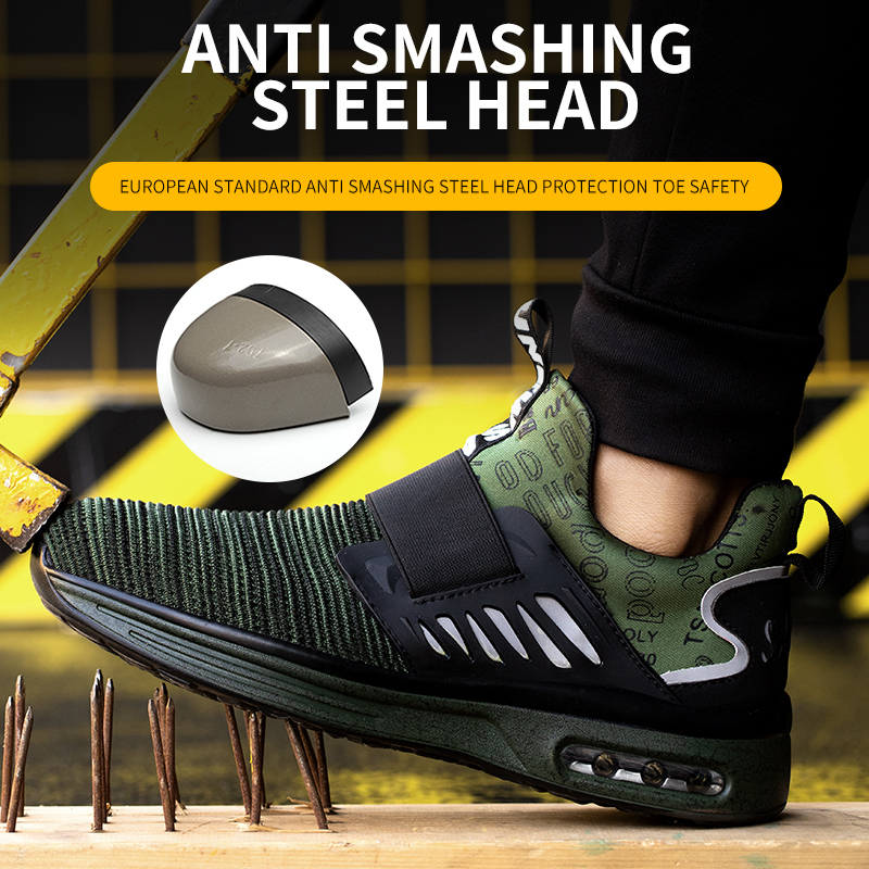 Men's Anti-Smashing And Anti-Piercing Safety Shoes Lightweight Flying Woven Breathable And Insulating Protective Work Shoes image 6