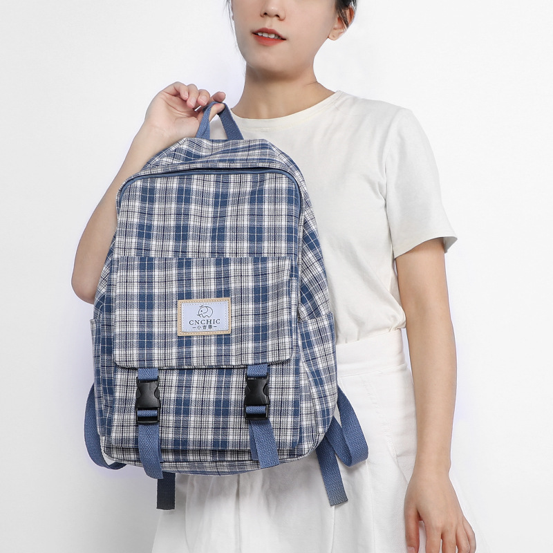Plaid schoolbag casual girl Harajuku literary style campus backpack high school junior high school