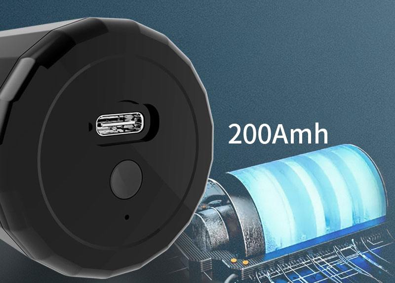 Close-up of USB-C port and control button