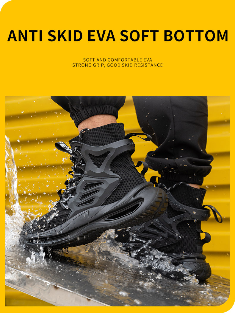 New High-Top Shoes Men's Anti-Smashing And Anti-Piercing Steel-Toed Protective Safety Shoes Lightweight And Breathable Work Shoes