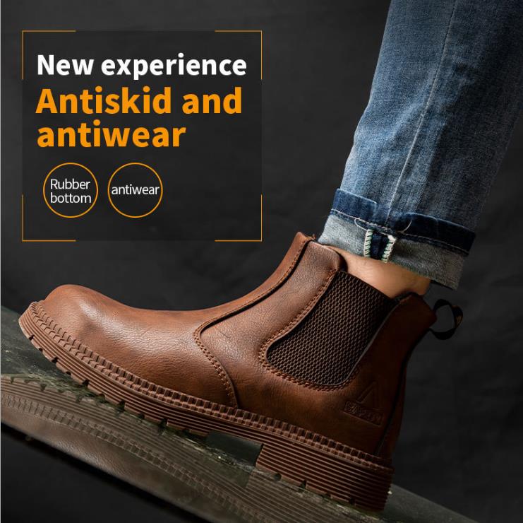 Construction Site Cowhide Breathable Waterproof Anti Smashing Welder Shoes Wear Resistant Safety Work Boots image 4