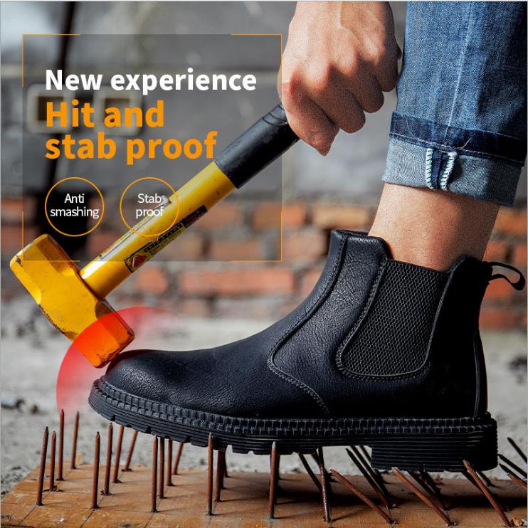 Construction Site Cowhide Breathable Waterproof Anti Smashing Welder Shoes Wear Resistant Safety Work Boots image 3