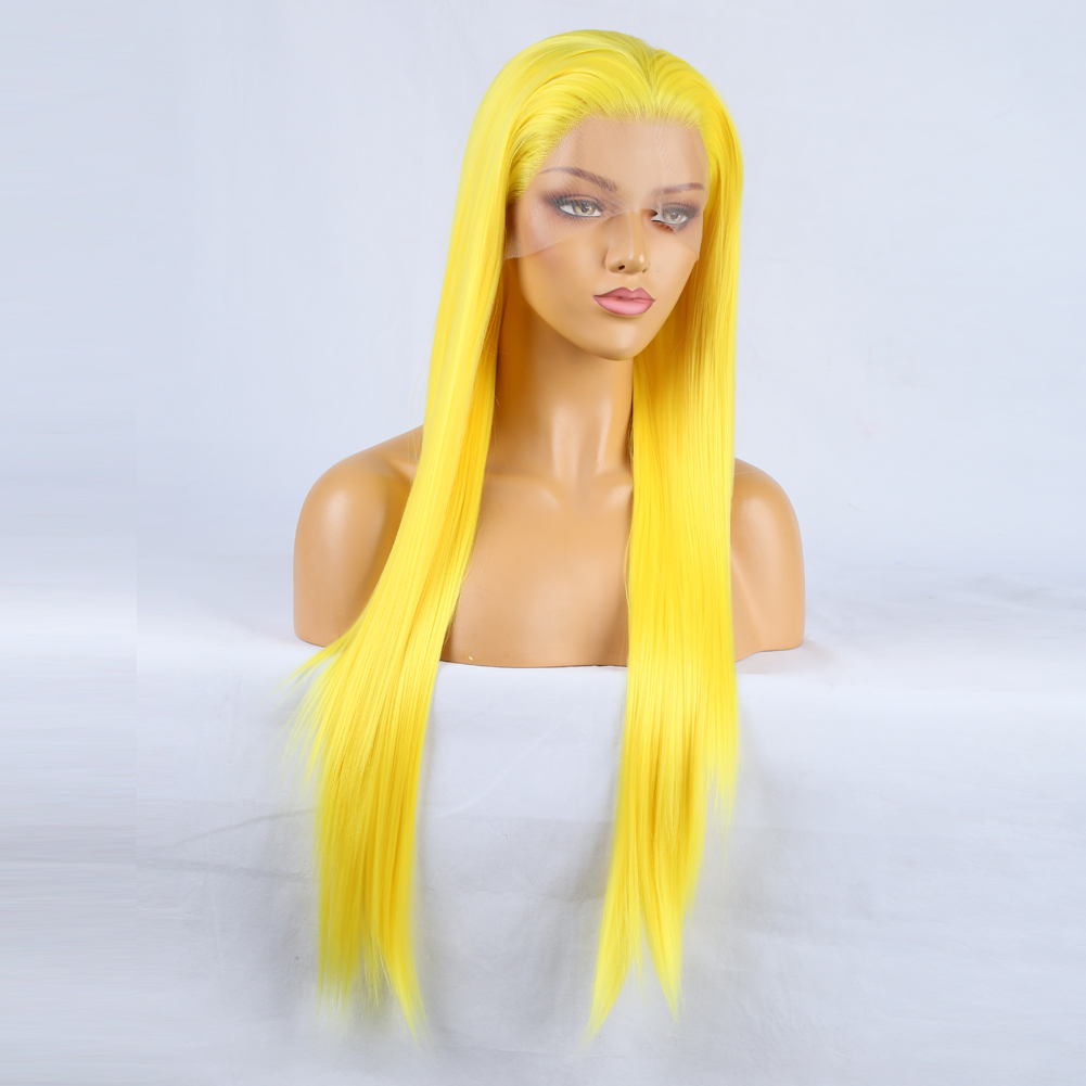 Bright yellow wig with long straight silhouette
